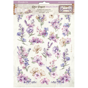 Stamperia Selection 6 Rice Paper A4 - Lavender