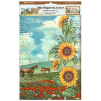 Stamperia Rice Paper Selection A4 Set of 6 Backgrounds - Sunflower Art