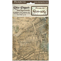 Stamperia Rice Paper A6 Backgrounds - Around The World 8pk
