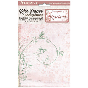 Stamperia Rice Paper A6 Backgrounds - Roseland 8pk