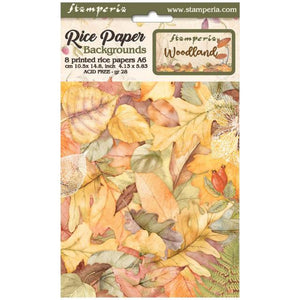 Stamperia Rice Paper A6 Backgrounds - Woodland 8pk