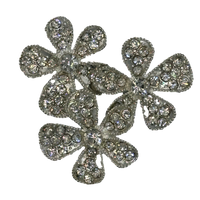 5 Crazy Ladies - Embellishment - Silver Diamante Flowers - 3 Pack