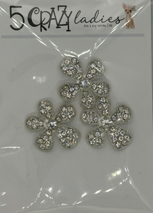 5 Crazy Ladies - Embellishment - Silver Diamante Flowers - 3 Pack