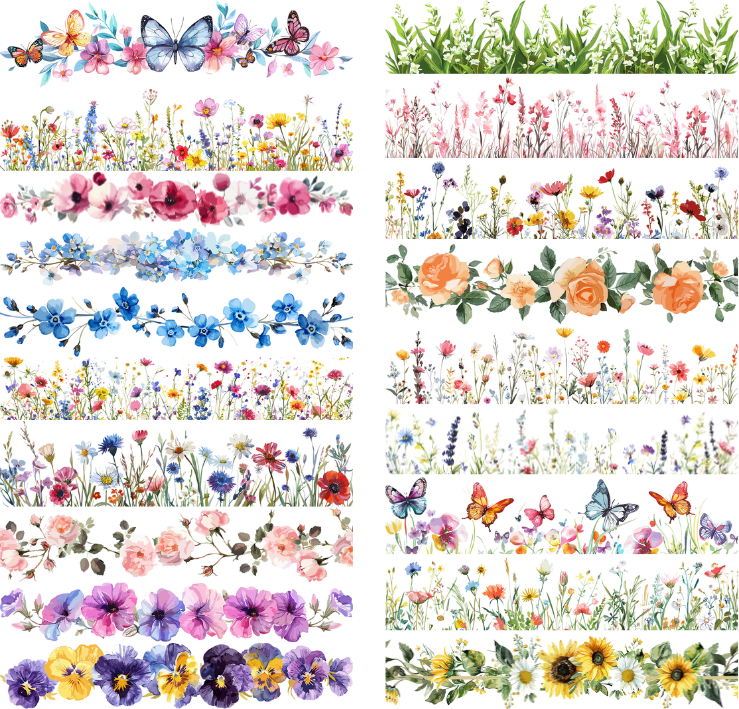 5 Crazy Ladies Stickers - Floral Borders 1