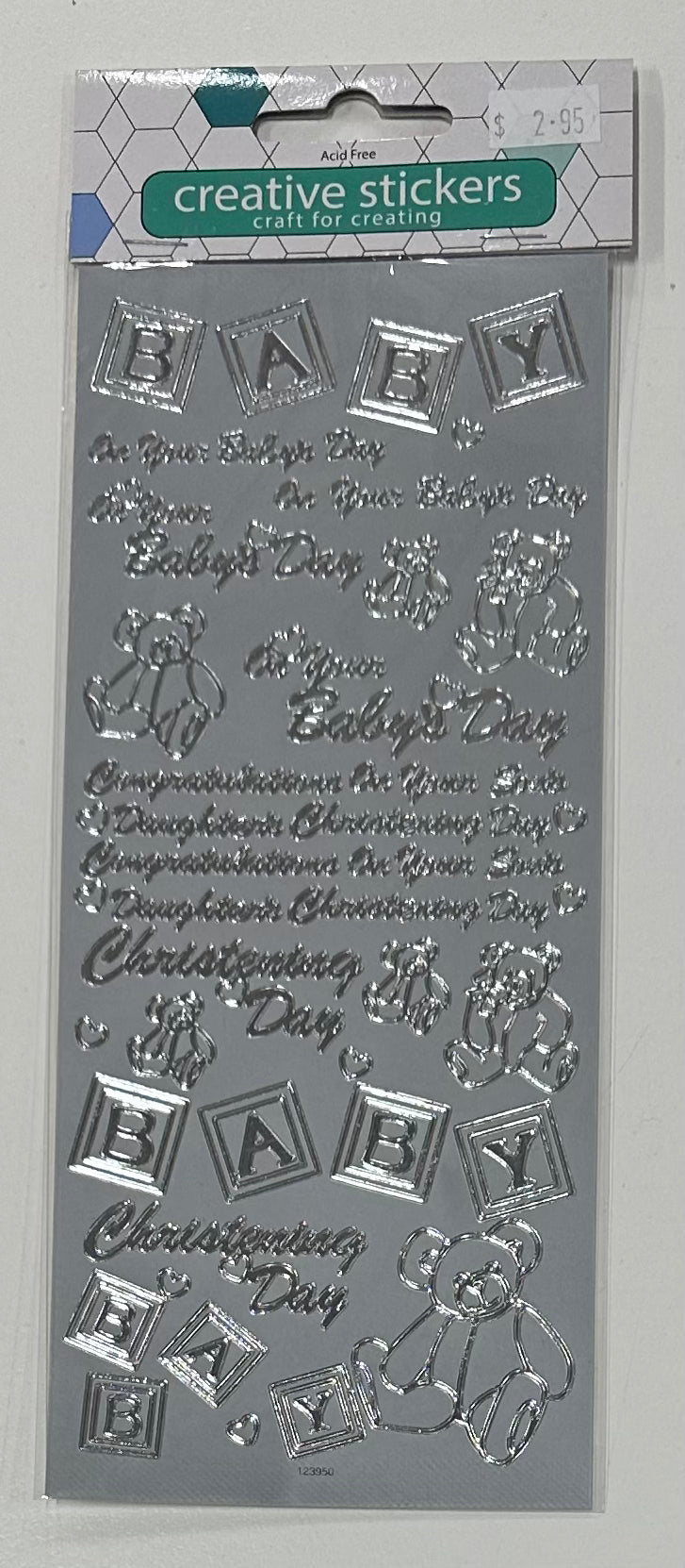 Sticker Sheet - Baby Greetings Silver