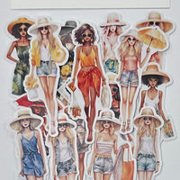 5 Crazy Ladies Journal Stickers - Summer Ladies