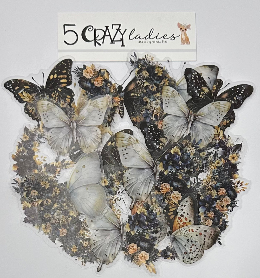 5 Crazy Ladies Journal Stickers - Butterflies of the Night