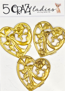 5 Crazy Ladies Metals - Gold Decorative Hearts