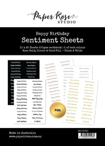 Paper Rose Sentiment Sheets - Happy Birthday