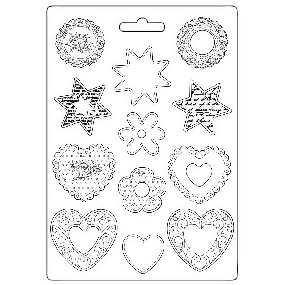 Stamperia Mould A4 - Blue Land: Stars and Hearts