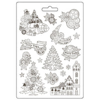 Stamperia Soft Mould A4 - Gear Up for Christmas - Trees and Elements
