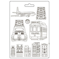 Stamperia Mould A4 - Art of Travelling - Transports