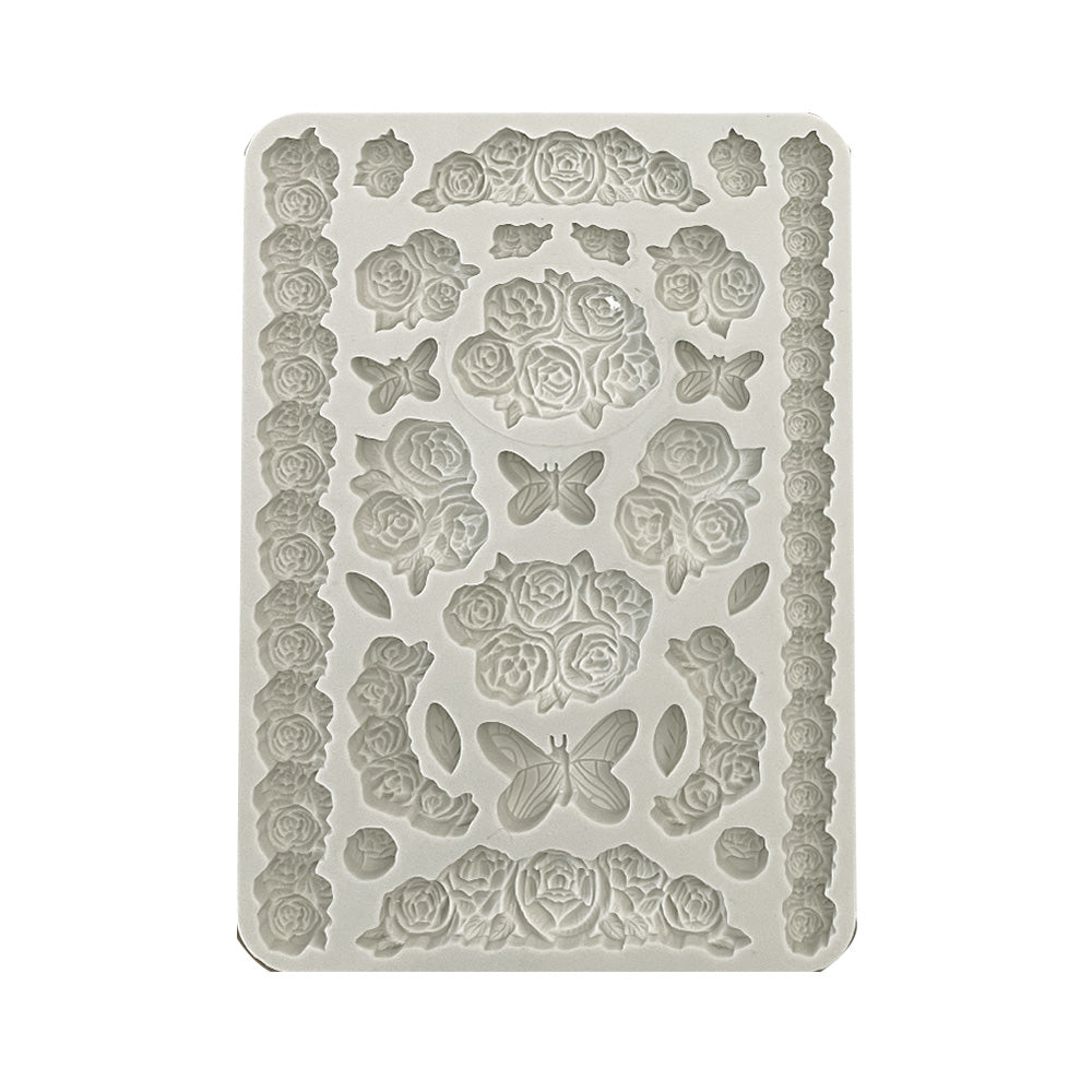 Stamperia Silicon Mould - Shabby Rose - Roses and Butterfly