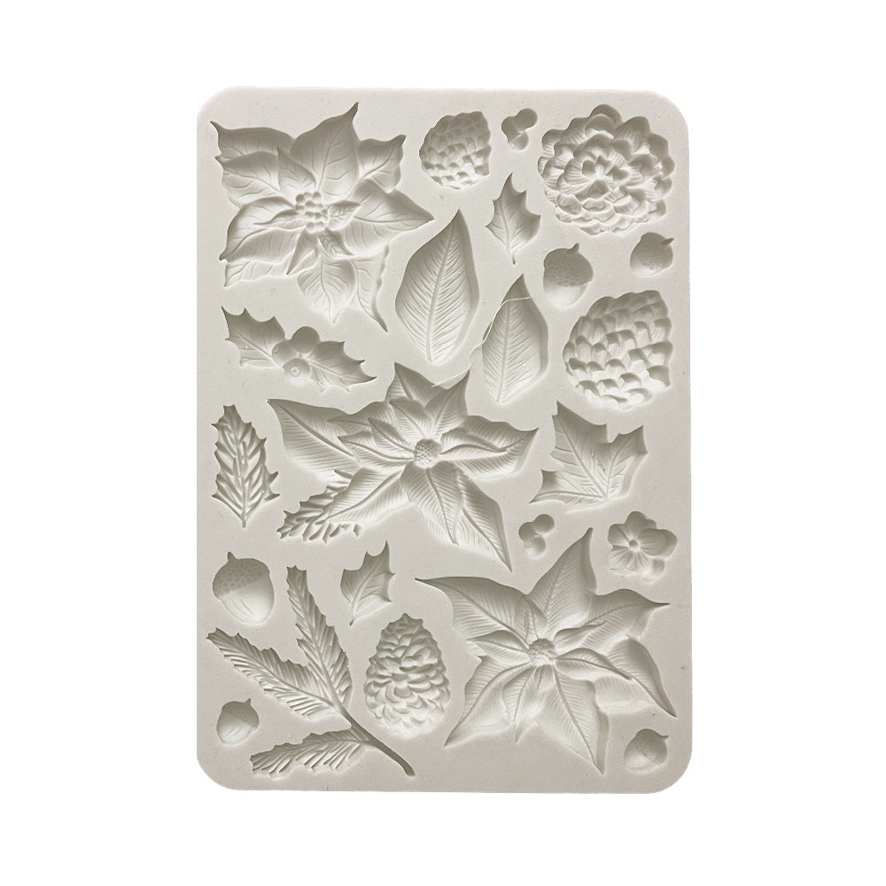 Stamperia Silicon Mould A5 - The Nutcracker - Poinsettia and Pinecones