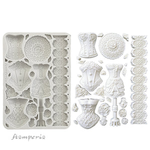 Stamperia Silicon Mould A5 - Old Lace - Mannequins and Corsets