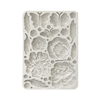 Stamperia Silicon Mould A5 - Old Lace - Butterfly and Flowers
