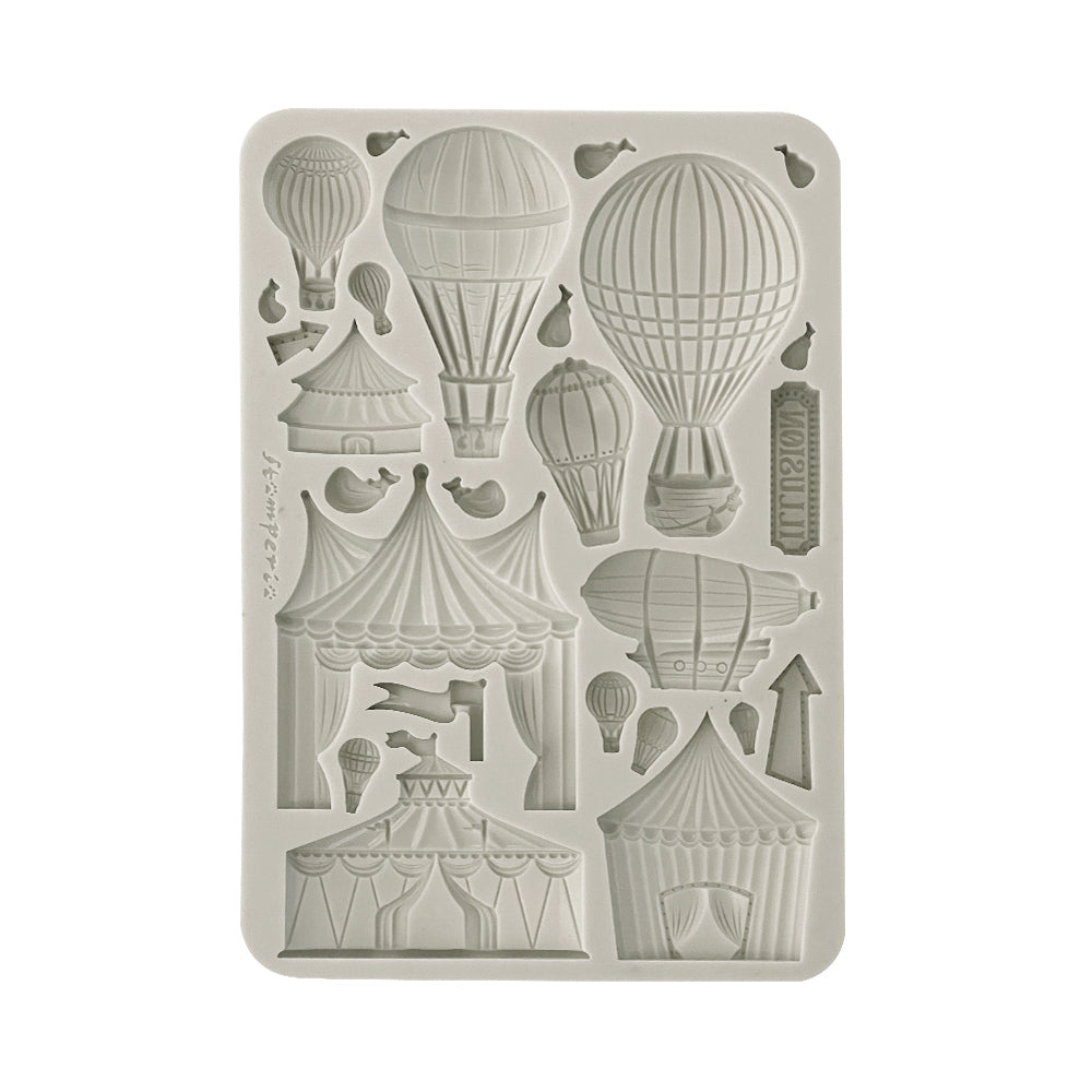 Stamperia Silicon mould A5 - Alice in Christmas circus and air balloons