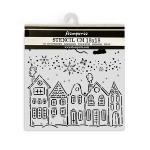 Stamperia Thick Stencil cm 18 x 18 - Classic Christmas - Houses