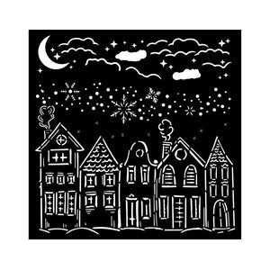 Stamperia Thick Stencil cm 18 x 18 - Classic Christmas - Houses