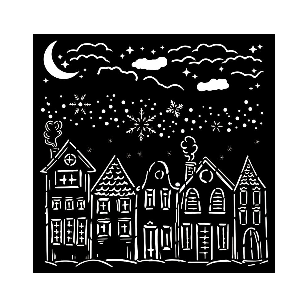 Stamperia Thick Stencil cm 18 x 18 - Classic Christmas - Houses