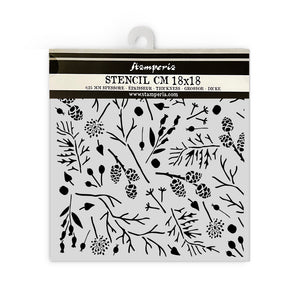 Stamperia Thick Stencil 18x18cm - Forest - Branches and Pinecones