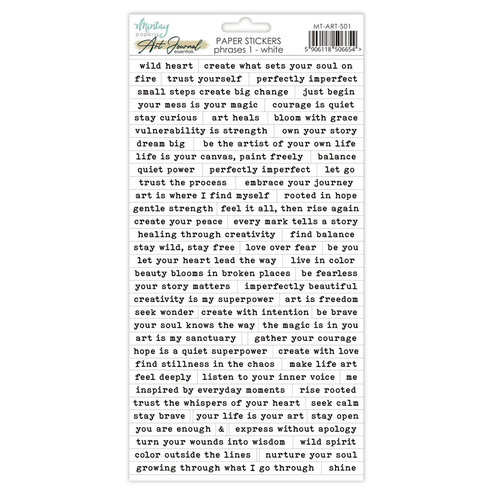 Mintay Paper Stickers Art Journal - Phrases 1 - White