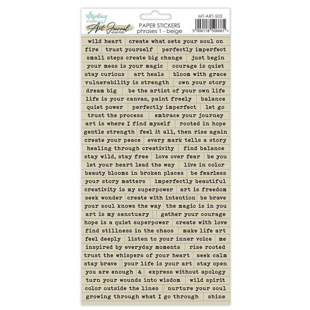 Mintay Paper Stickers Art Journal - Phrases 1 - Beige