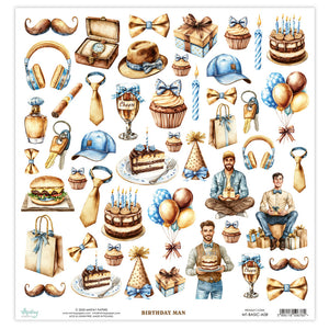 Mintay Patterned Paper 12"x12" - Basics Elements - Birthday Man