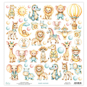 Mintay Patterned Paper 12"x12" - Basics Elements - Baby Safari