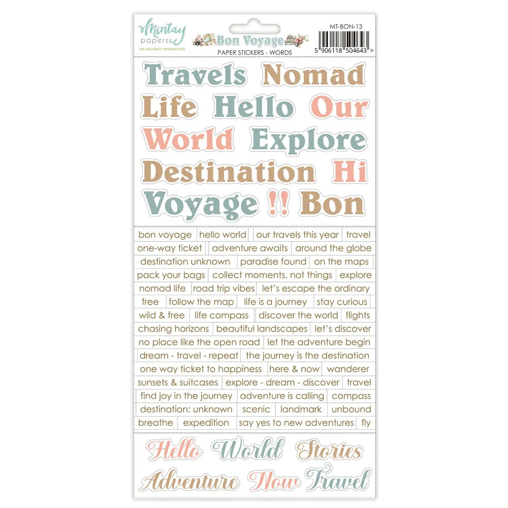 Mintay Paper Stickers Words - Bon Voyage