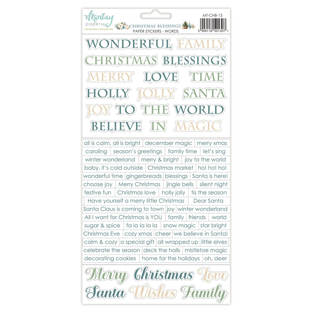 Mintay Paper Paper Stickers - Words - Christmas Blessings