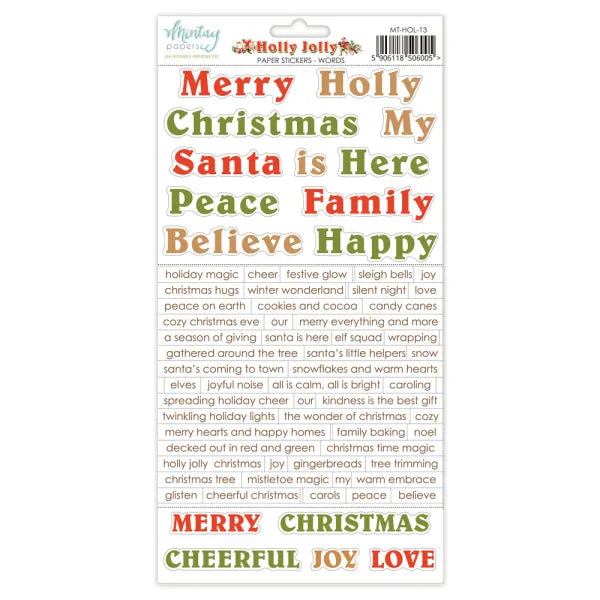 Mintay Paper Stickers Words - Holly Jolly