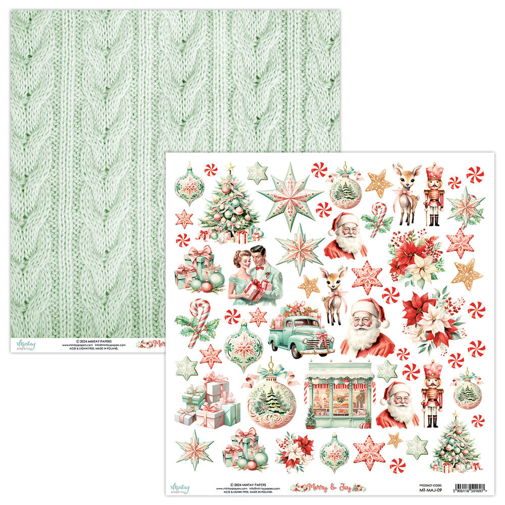 Mintay Patterned Paper - Merry & Joy - 09 - Fussy Cut Sheet - 12