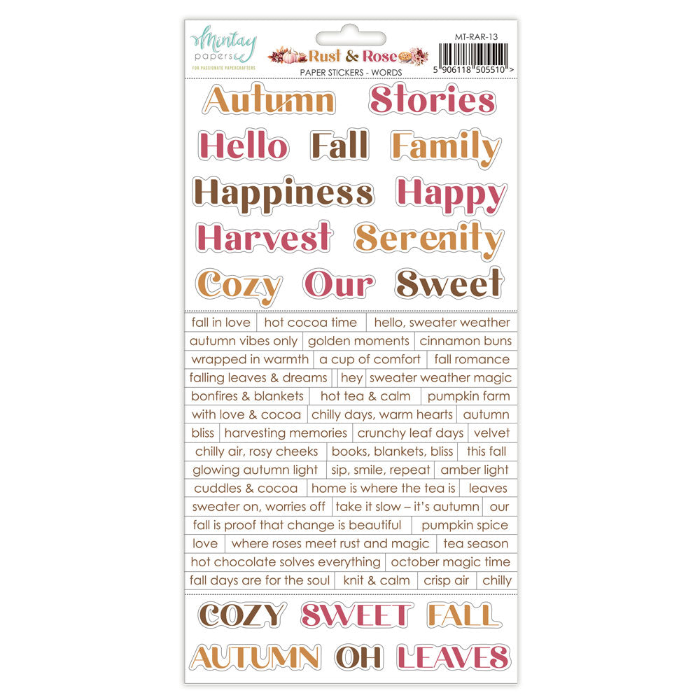 Mintay Paper Stickers Words - Rust & Rose