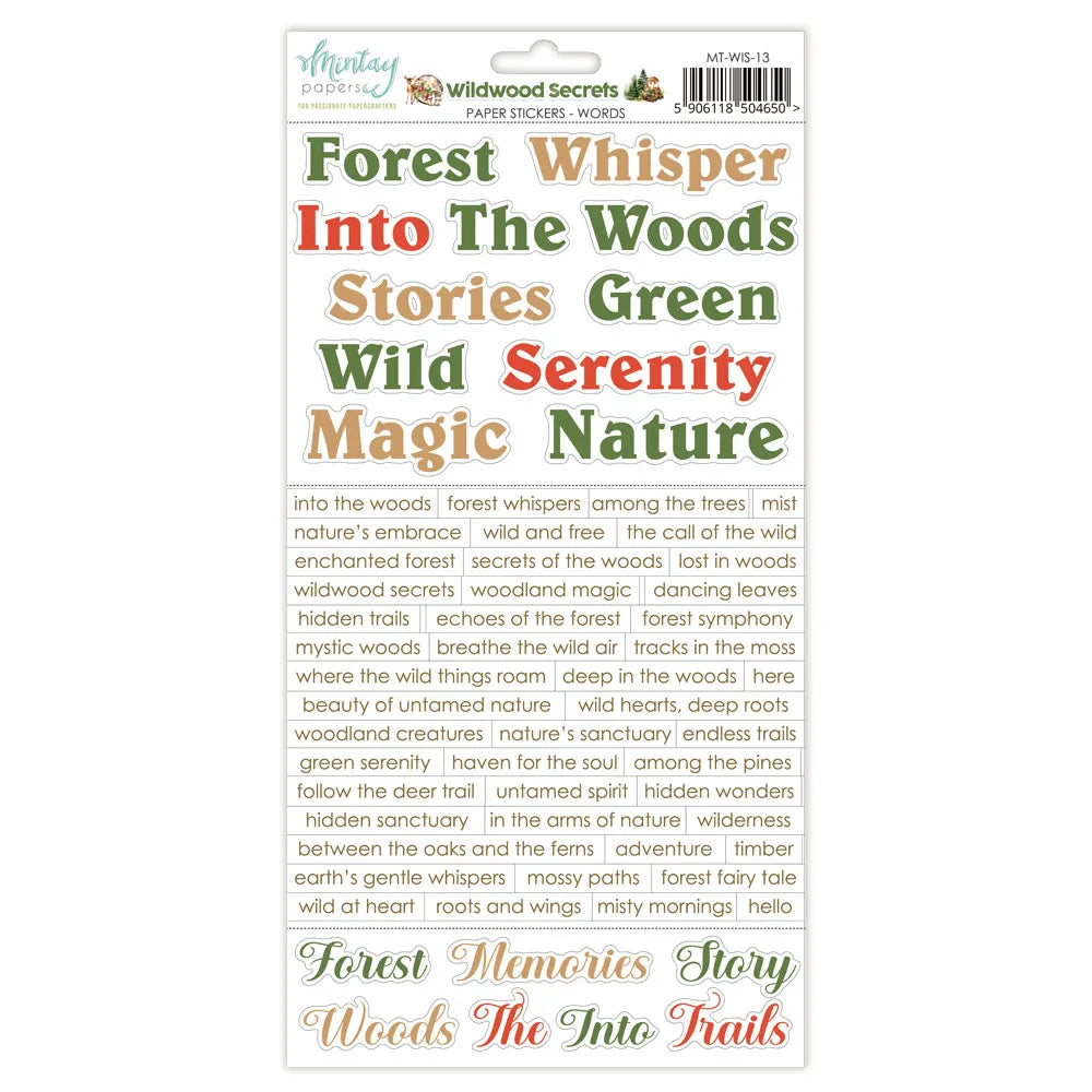 Mintay Paper Stickers Words - Wildwood Secrets