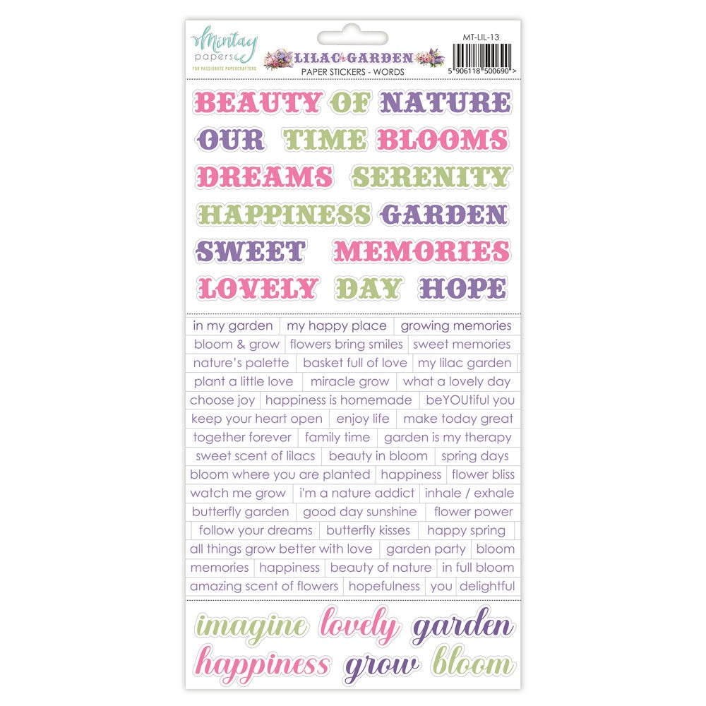 Mintay Paper Stickers Sentiments - Lilac Garden