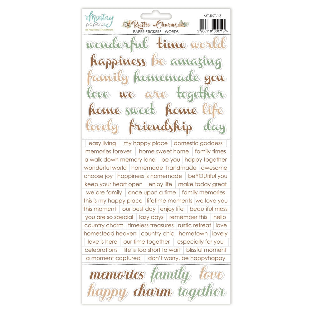 Mintay Paper Stickers Sentiments - Rustic Charms