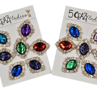 5 Crazy Ladies Bling - Oval Diamonte Coloured Centre - Random Colours