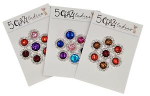 5 Crazy Ladies Bling - Circle Rhinestone Pack - Misc Mixed Colours/Sizes