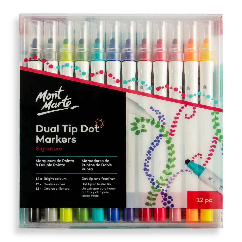Mont Marte Dual Tip Dot Marker (12 Piece) Paper Flourish