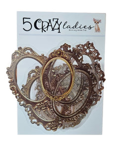 5 Crazy Ladies Journal Stickers - Frames Oval