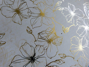 13arts Single Foiled Paper Sheet 12'x12' - Beautiful Moments - Gold Flowers