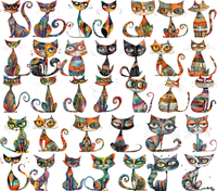 5 Crazy Ladies Stickers - Collage Cats
