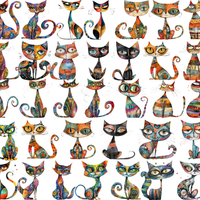 5 Crazy Ladies Stickers - Collage Cats