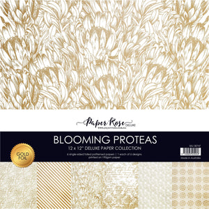 Paper Rose Paper Collection - Blooming Proteas - Gold Foil 12x12 6 Sheet Pack