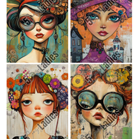 5 Crazy Ladies Collage Paper - Pop Art Muse 2