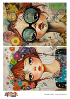 5 Crazy Ladies Collage Paper - Pop Art Muse 2
