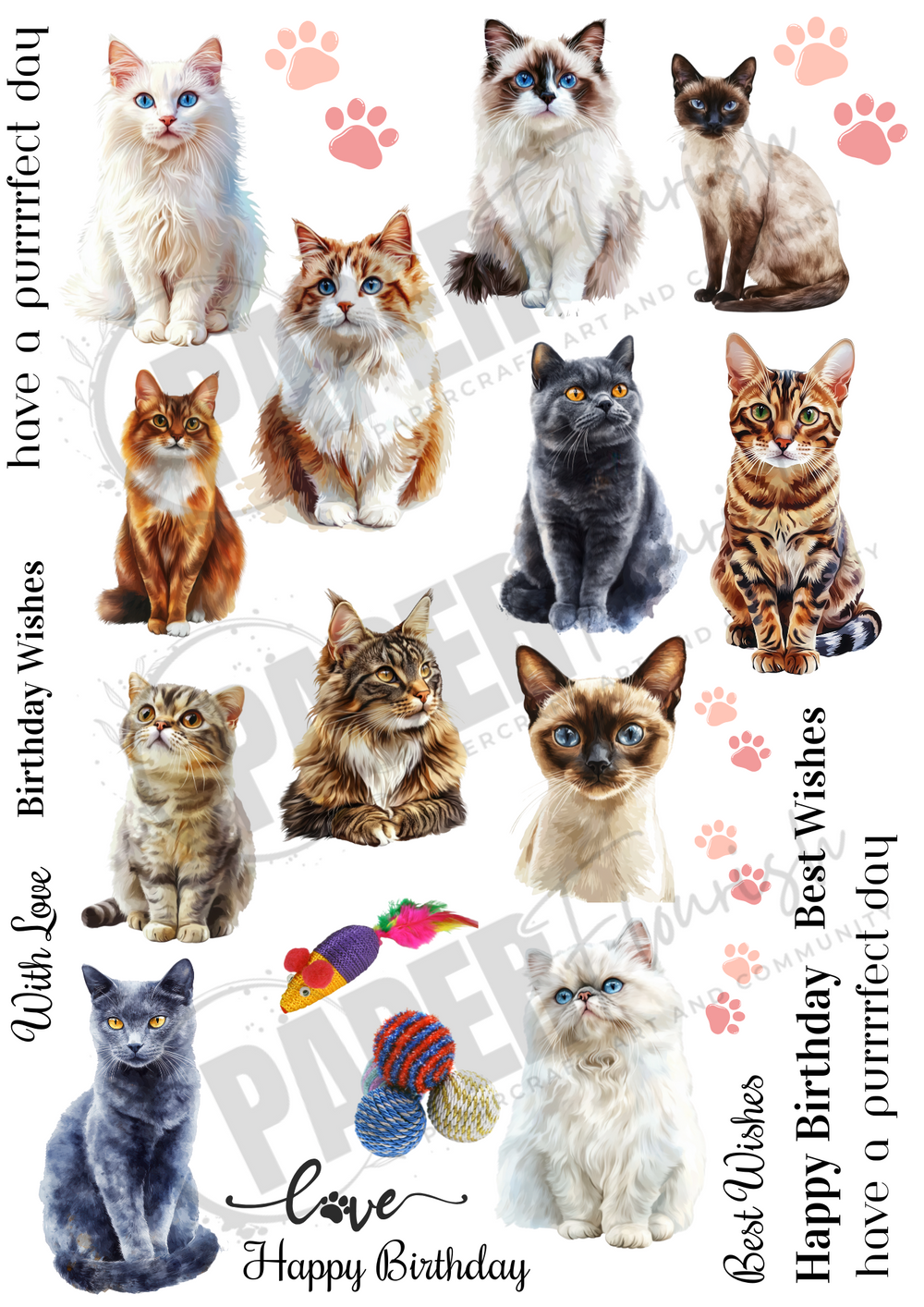 5 Crazy Ladies A4 Cut Apart Sheet - Purrfect Cats