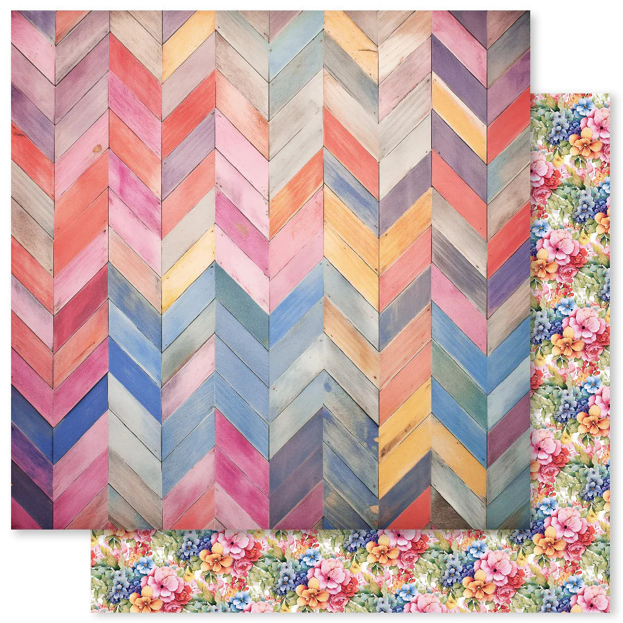Paper Rose Rainbow Garden Patterned Paper 12' x 12