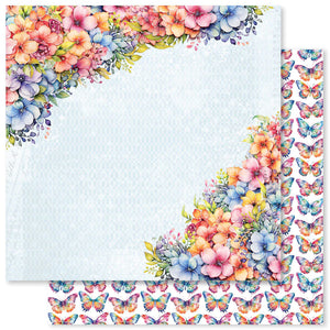 Paper Rose Rainbow Garden Patterned Paper 12' x 12" - E